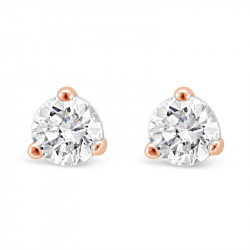 Solitaire Diamond Stud Earrings in a 3-Claw Setting, Set 18ct Rose Gold. Tdw 0.35ct
